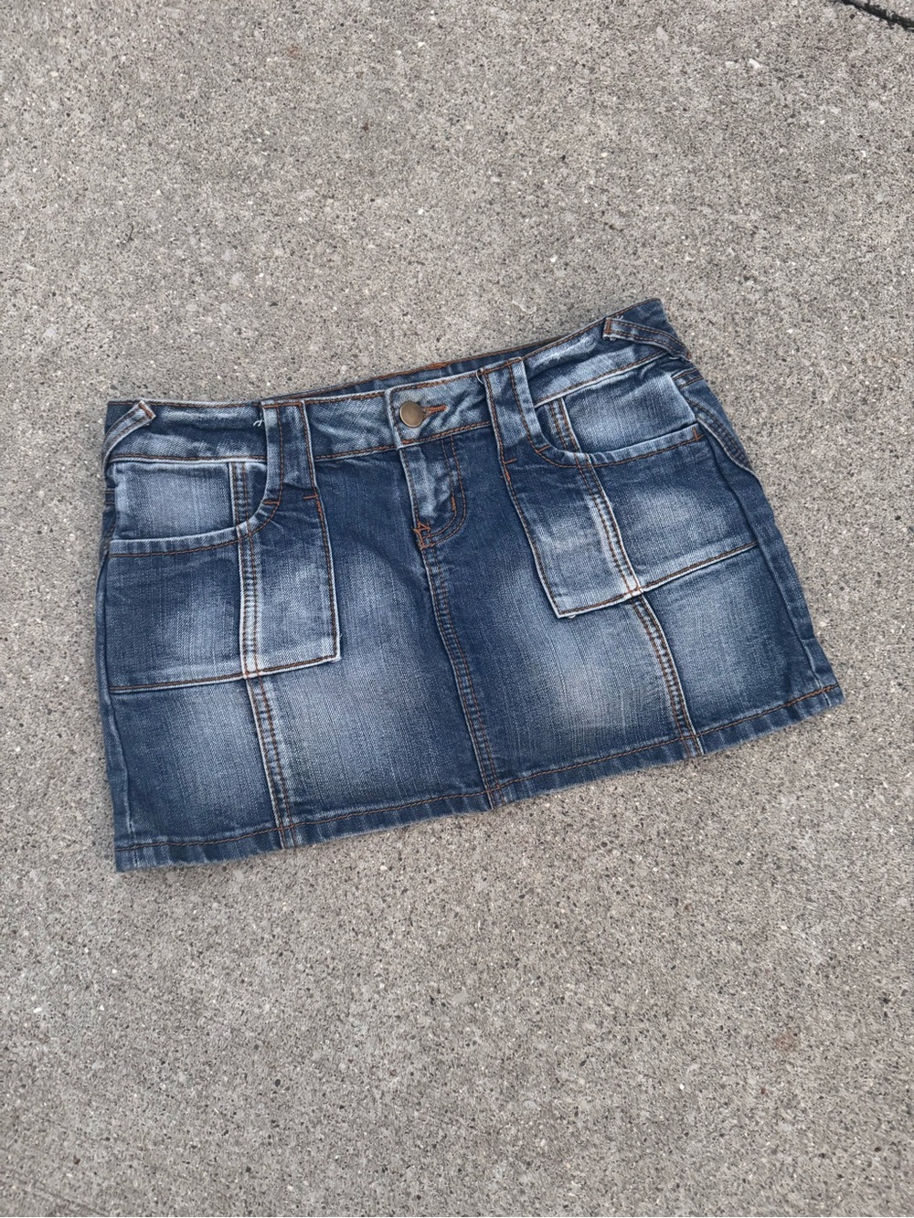 SO Dark Blue Washed Denim Mini Skirt